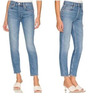 EUC Re/Done Originals 2018 Button Fly High Rise Ankle Crop Stretch Denim Jean 26